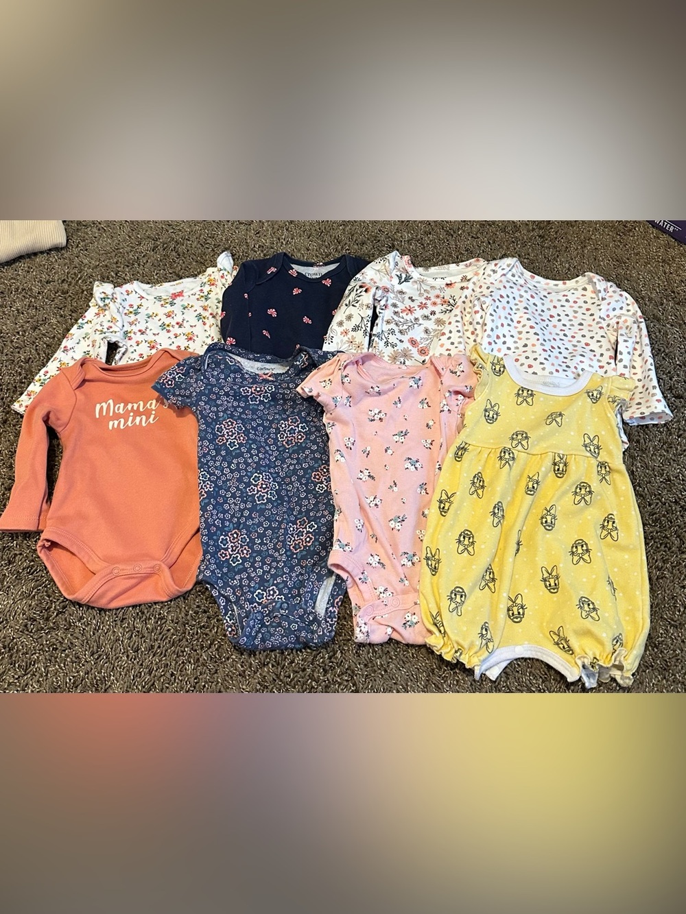 Mixed Floral Baby Onesie Bundle - Navy, Pink, Yellow, Blue